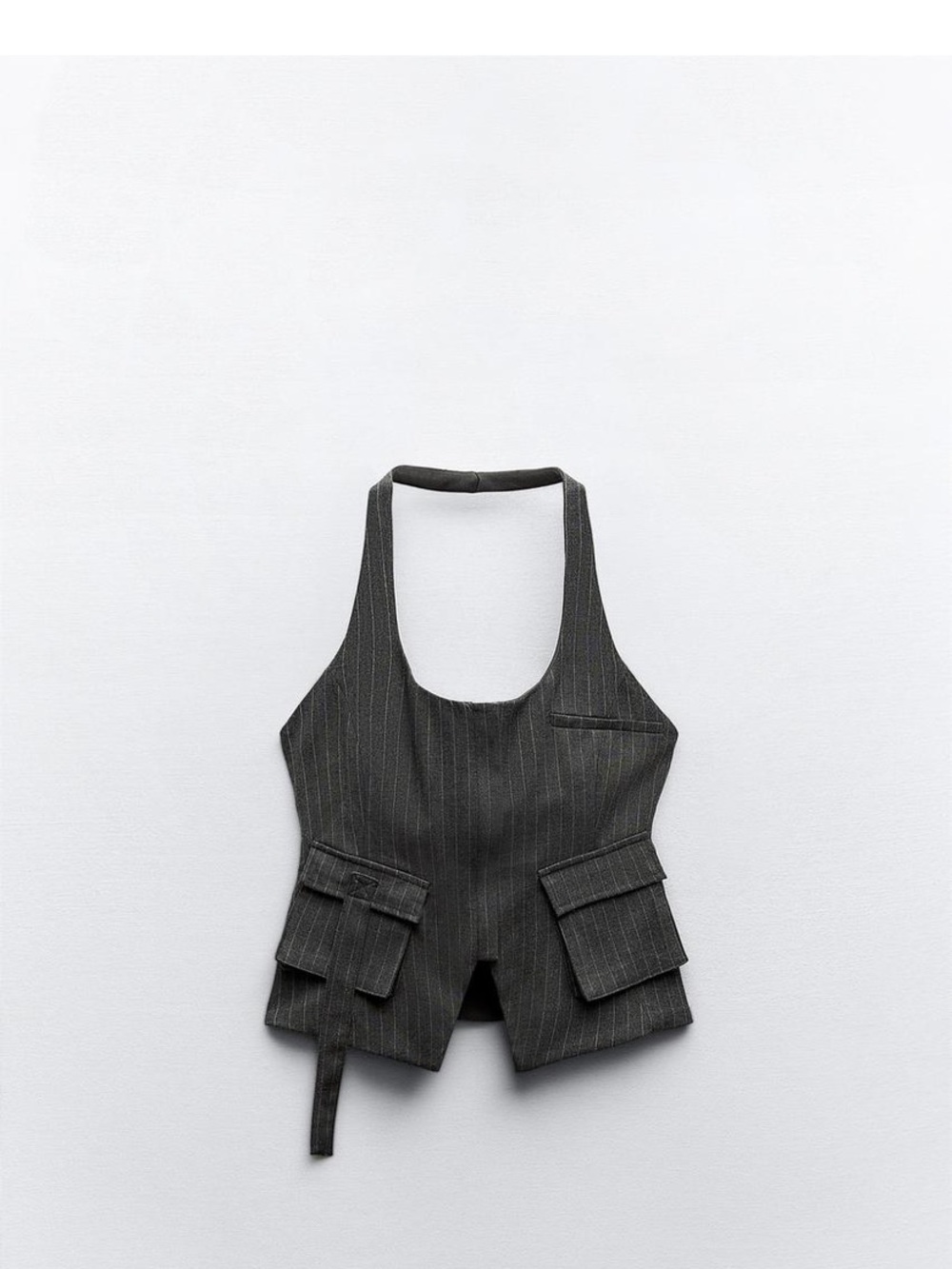 Zara Charcoal Pinstripe Utility Vest